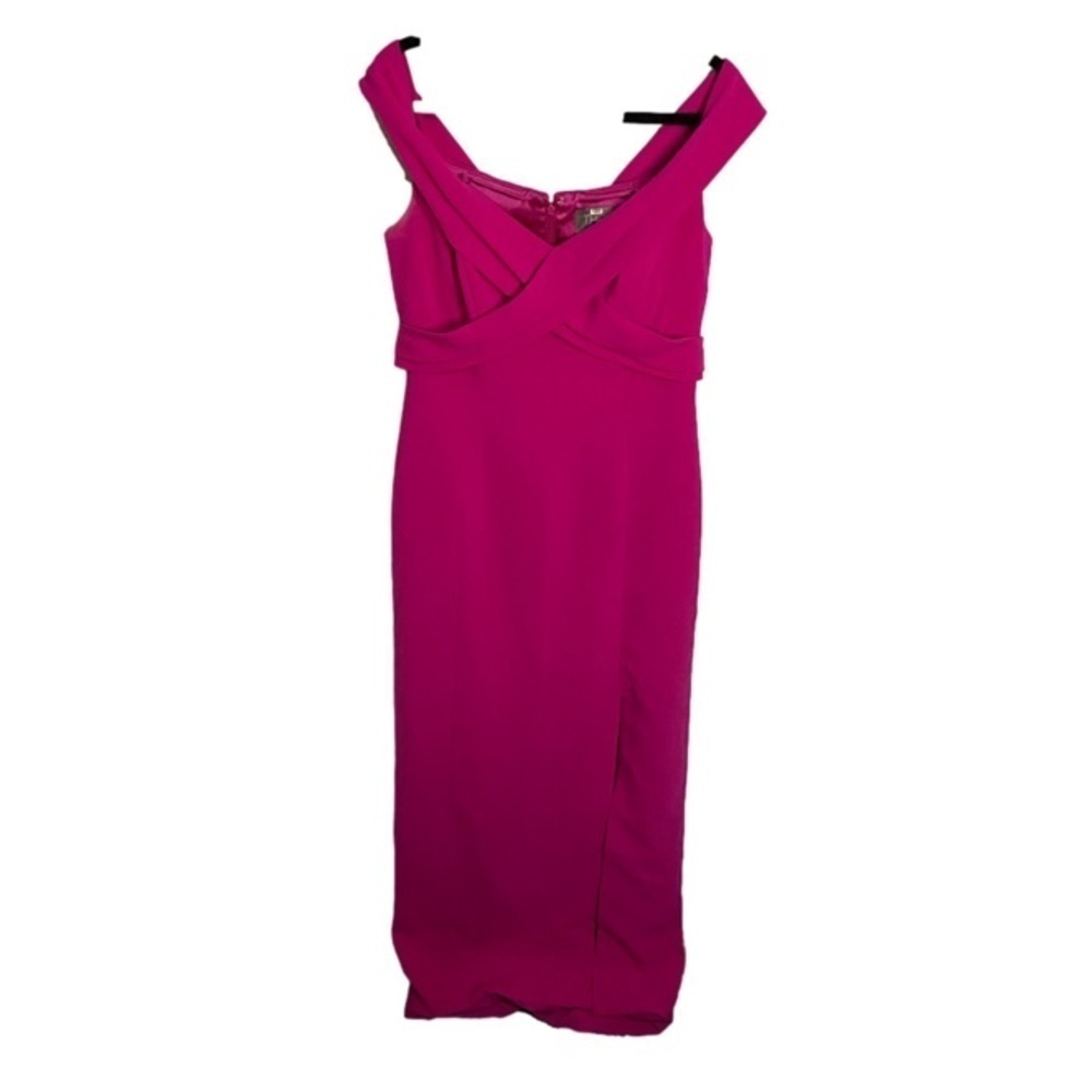 Theia off shoulder column gown in Fuschia size 12